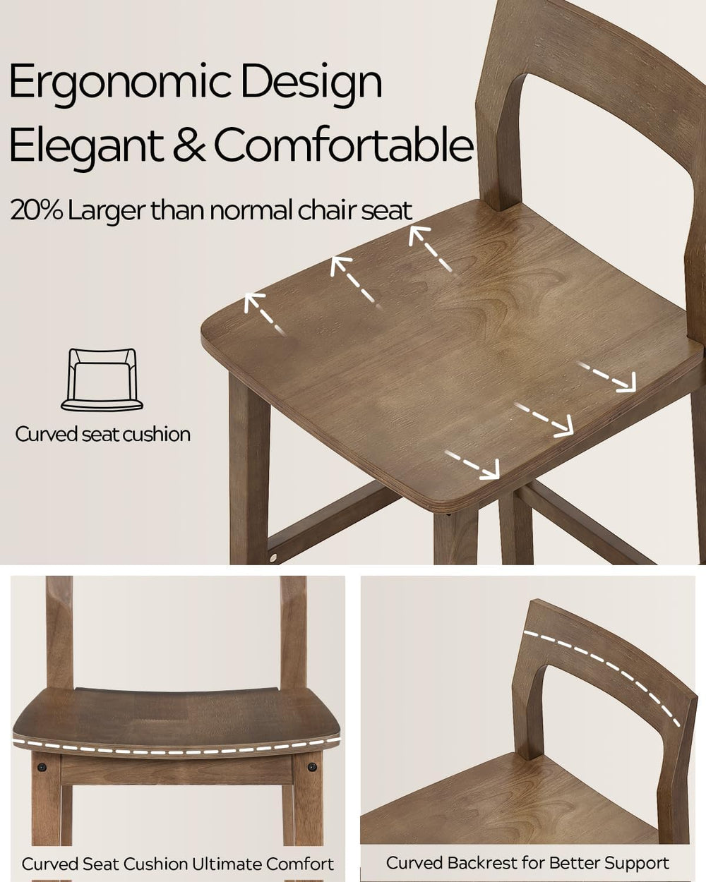 EYYTHUNG Basics Bar Stools Set of 4, Farmhouse 25” Counter Height Stools with...