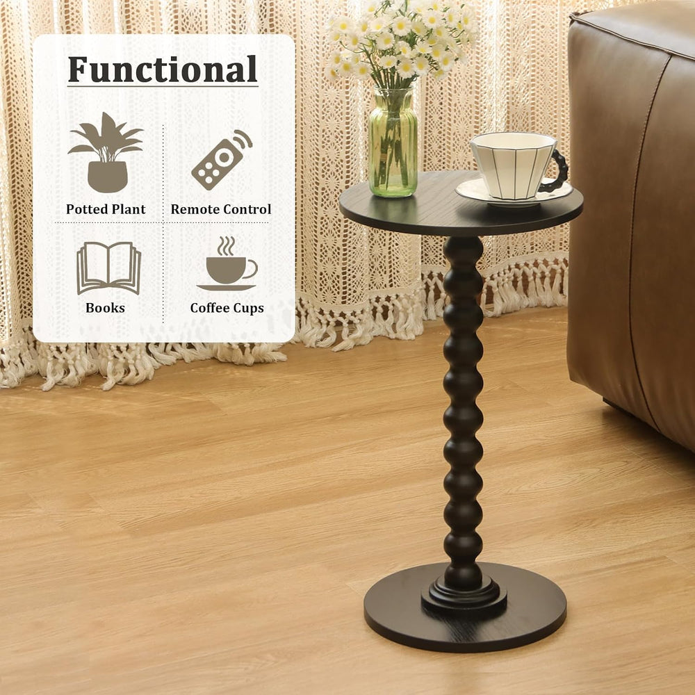 Fultyle Round Side Table, Small Drink Table for Small Spaces, Modern Accent E...