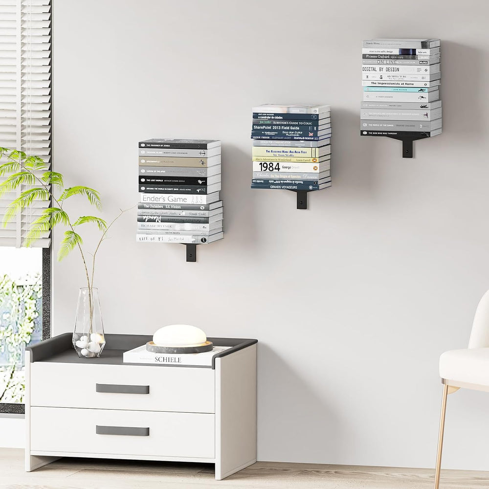 Floating Book Shelves for Wall, 6 Tier Invisible Floating Bookshelf, Vertical...