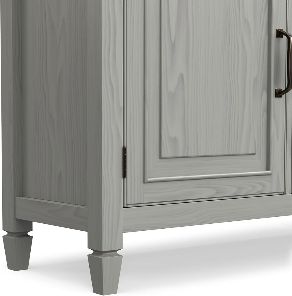 SIMPLIHOME Connaught 40" Wide Solid Wood Cabinet in Fog Grey