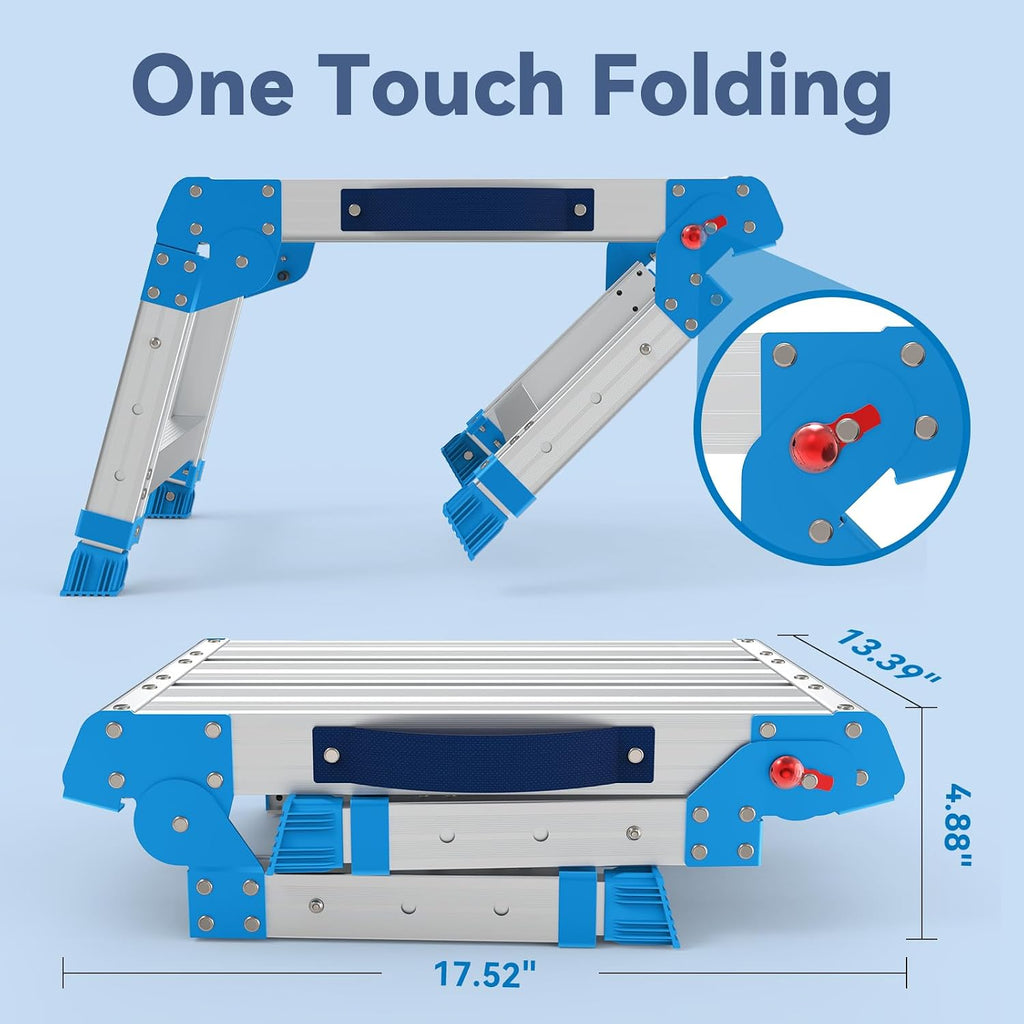 Loyoda Folding Work Platform, 440 lbs Adjustable Height, Standard Blue
