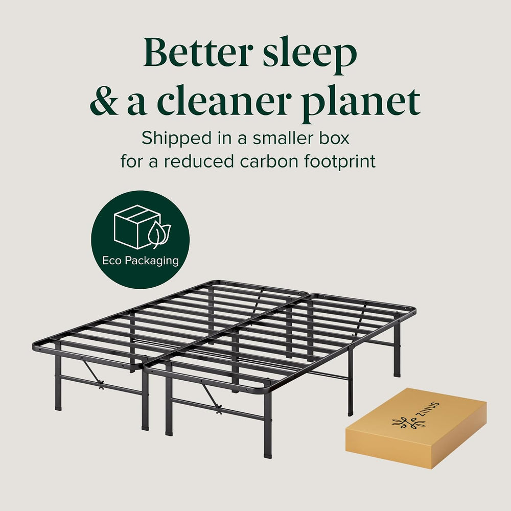 Zinus 14 Inch Rumi Metal Bed Frame, No Box Spring Needed, Black, Queen