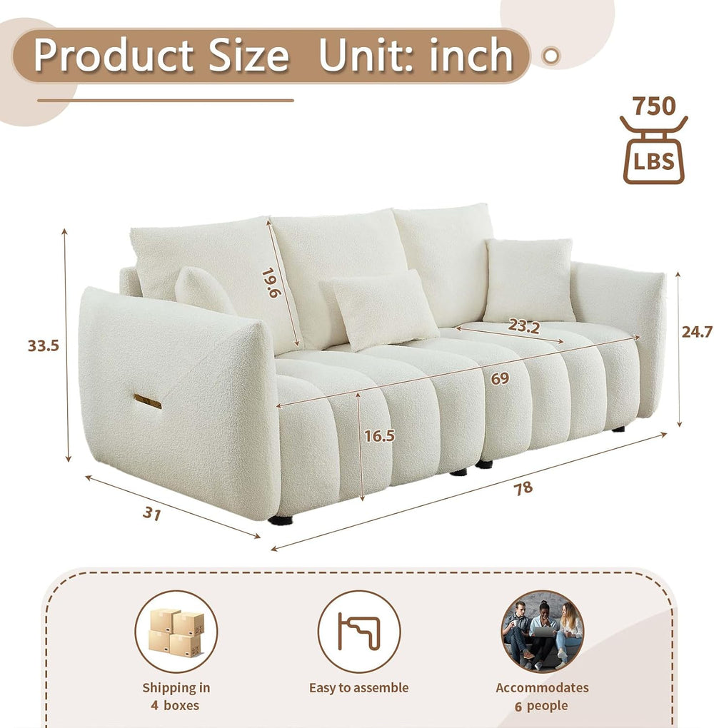 Antetek Teddy Fabric Sofa Set for Living Room, 2 Pieces Modern Deep Seat Over...