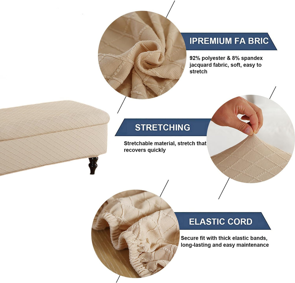 FUANGUI Ottoman Cover Slipcovers Rectangular Folding Stretch