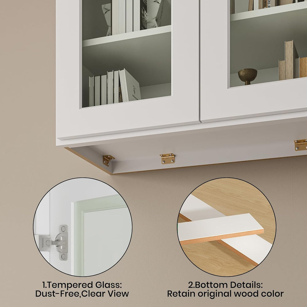 ROOMTEC RTA Wall Mounted Soft Close Cabinet with Tempered Glass Door