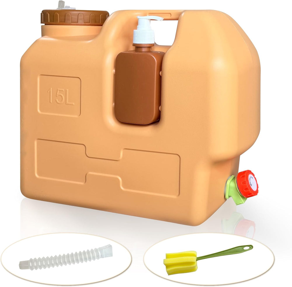 4 Gallon Water Container with Spigot, Portable Water Jug with Hand Sanitizer ...