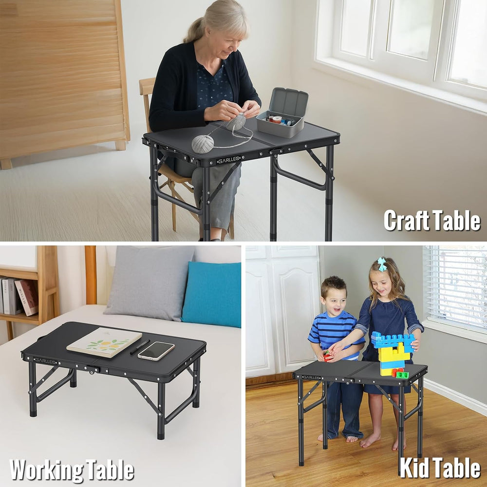GARLLEN 2ft Folding Camping Table 22.8"x15.7" 3-Height Adjustable M...