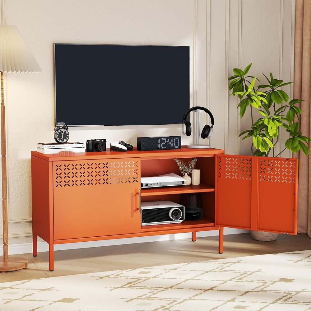 Metal Locker Cabinet Short, 2-Door Storage Cabinets with Adjustable Shelf, Ma...