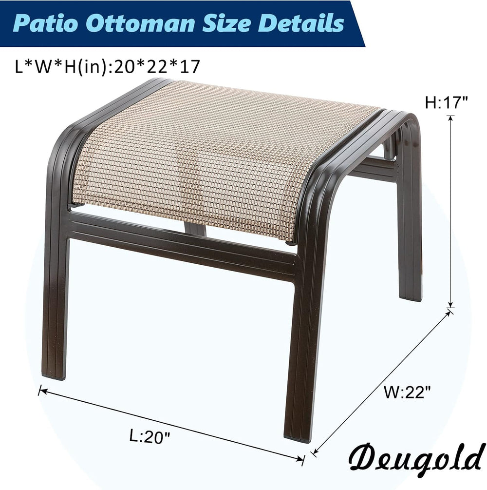 Outdoor Patio Ottoman Seat Textilene Portable Metal Footstool Portable Footre...