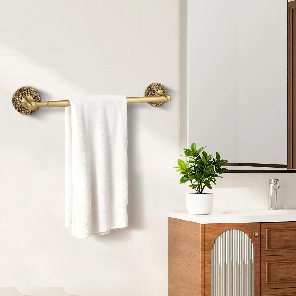 Brass Towel Bar, Adjustable Bathroom Single Towel Rack Rod, Rustic Wall Mount...