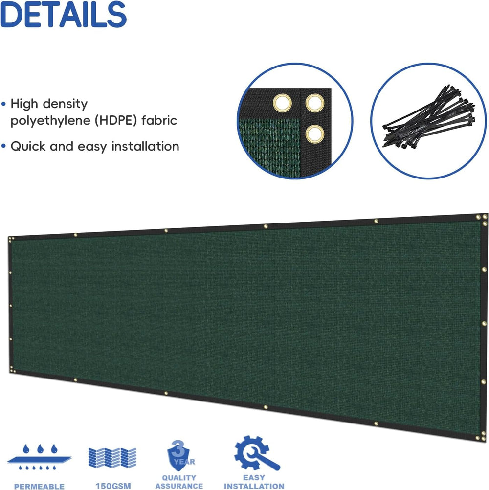 Bynbbur 6' x 20' Green Privacy Fence Screen Net Fencing 90% Privacy B...