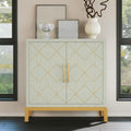 HLR Green Accent Cabinet with Gold Trim,Storage Cabinet with 2 Doors,Modern Wooden Sideboard for Living Room, Kitchen, Office and Hallway
