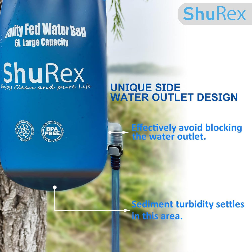 6L Gravity-Fed Water Bag for Sawyer Survival Water Filter Straw
