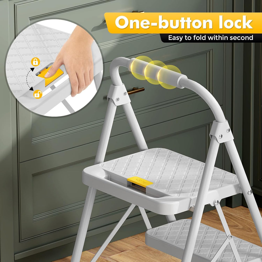 KINGRACK 2 Step Ladder, Folding Step Stool with Safety Lock & Sturdy Anti...