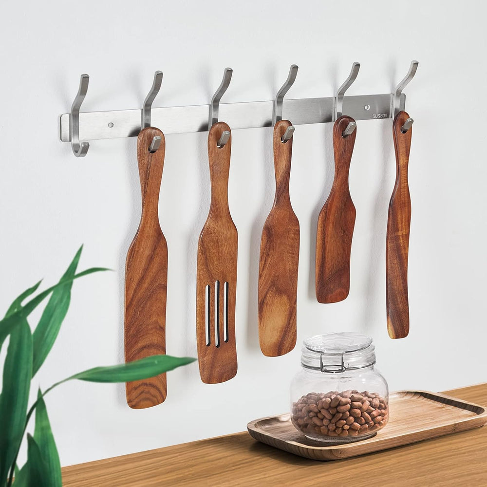 23 Inch Coat Rack Wall Mount with 8 Hooks, Silver Coat Hooks
