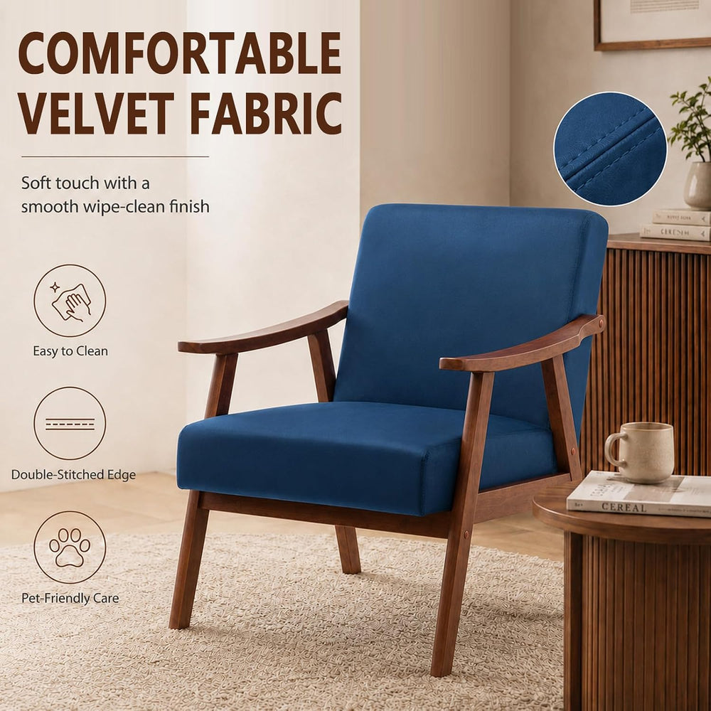 Anwick Mid-Century Accent Chair,Modern Living Room Chairs with Solid Wood Fra...