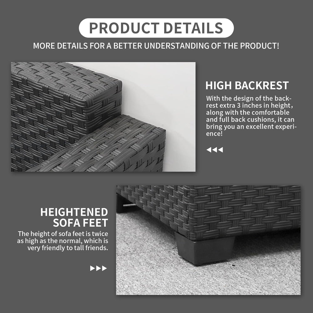 Rattaner Patio Wicker Furniture Set 6 Pieces Outdoor HDPE Wicker Conversation...