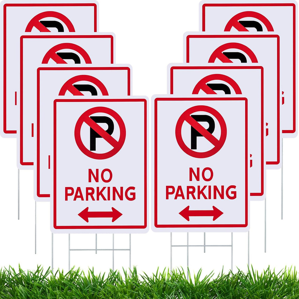 Kigley 8 Pcs No Parking Signs with Stake, 14 x 10" Double Sided Plastic