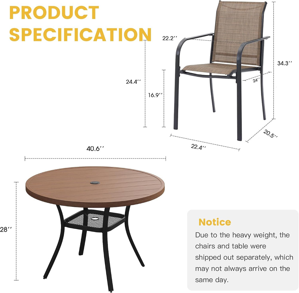 VICLLAX 5 Pieces Patio Dining Set for 4, Outdoor Furniture Set Includes 40.7&...