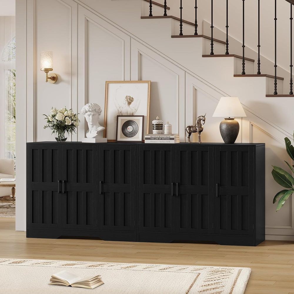 Modern Farmhouse Buffet Cabinet with Storage, 85" Large Sideboard Storag...