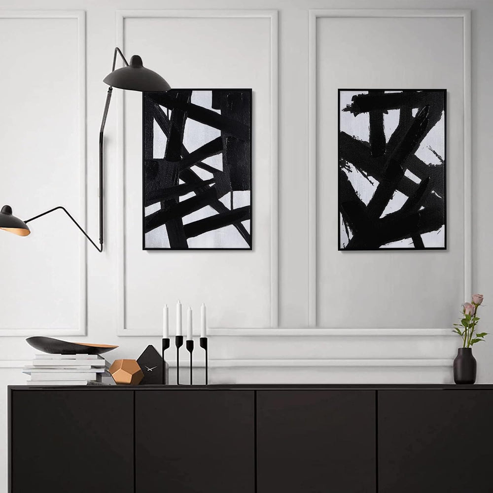 Zessonic Black And White Abstract Graffiti 3D Textured Wall Art, 16"x24&...