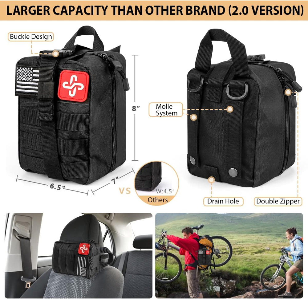 Survival Kit, 250Pcs Survival Gear First Aid Kit with Molle System Compatible...