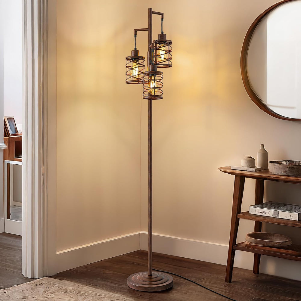 70" Farmhouse Dimmable Tree Floor Lamp, Floor Lamp for Living Room, Brown