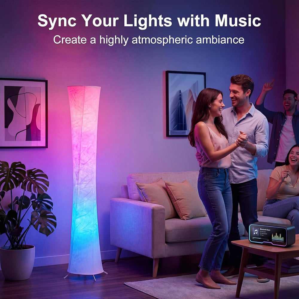 Bright LED RGB Corner Floor Lamp with App & Remote, Music Sync, Round