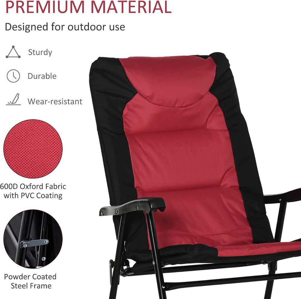 Outsunny Set of 4 Oversized Folding Rocking Camping Chair, Red
