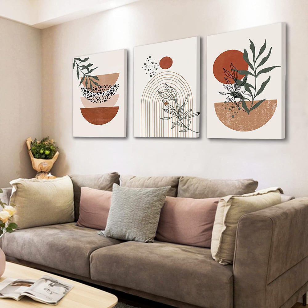 Boho Wall Art Prints, Boho Wall Decor, Abstract Geometric Prints Black Beige ...