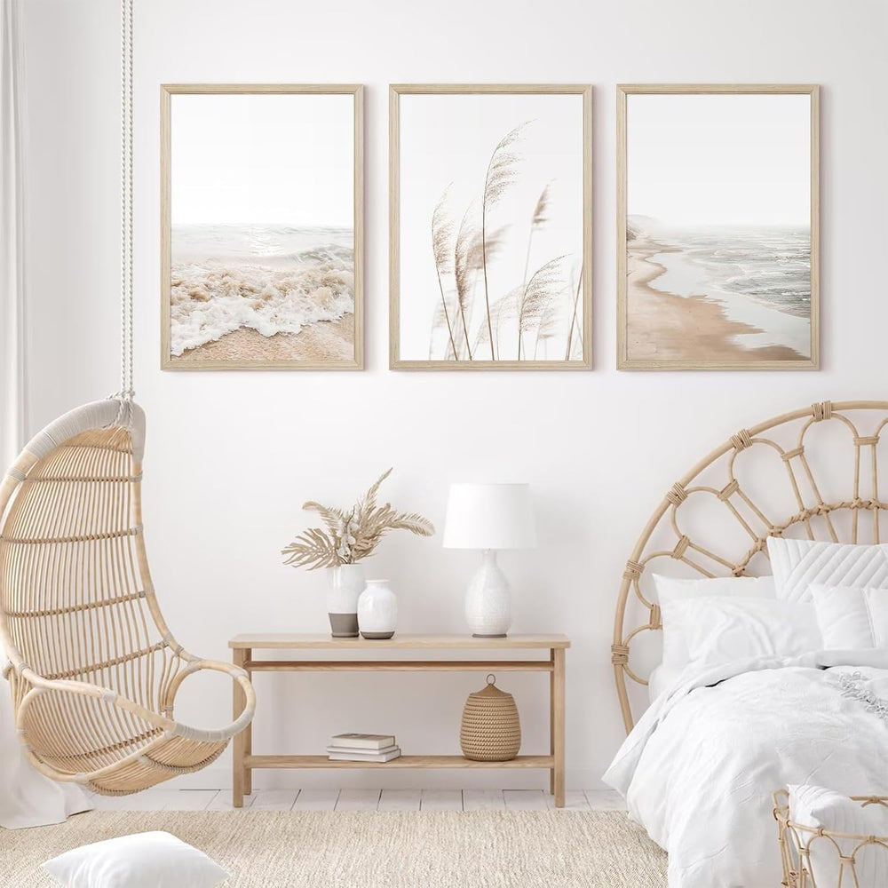Beach Wall Art Boho Prints Coastal Canvas Wall Art Beach Pictures Pampas Gras...
