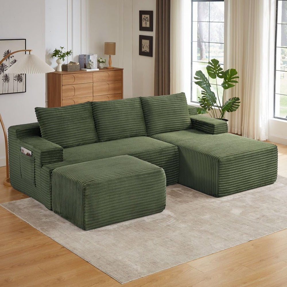 96IN U Shaped Boneless Sectional Compressed Cloud Couches