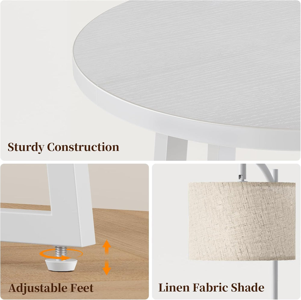 Yoobure Floor Lamp with Table - Round Night Stand with Charging Station