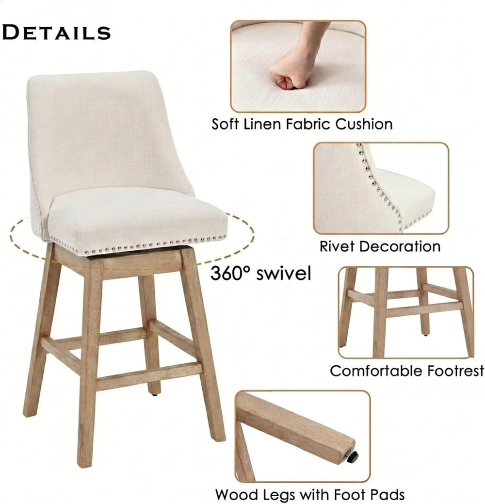 chairus Counter Height Swivel Bar Stool Chairs Set of 2 Mid-Century Modern 27...