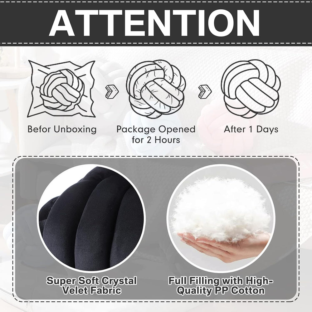 Namalu 10.6 Inches 2 Pcs Knot Pillow Decorative Throw Pillow, Black