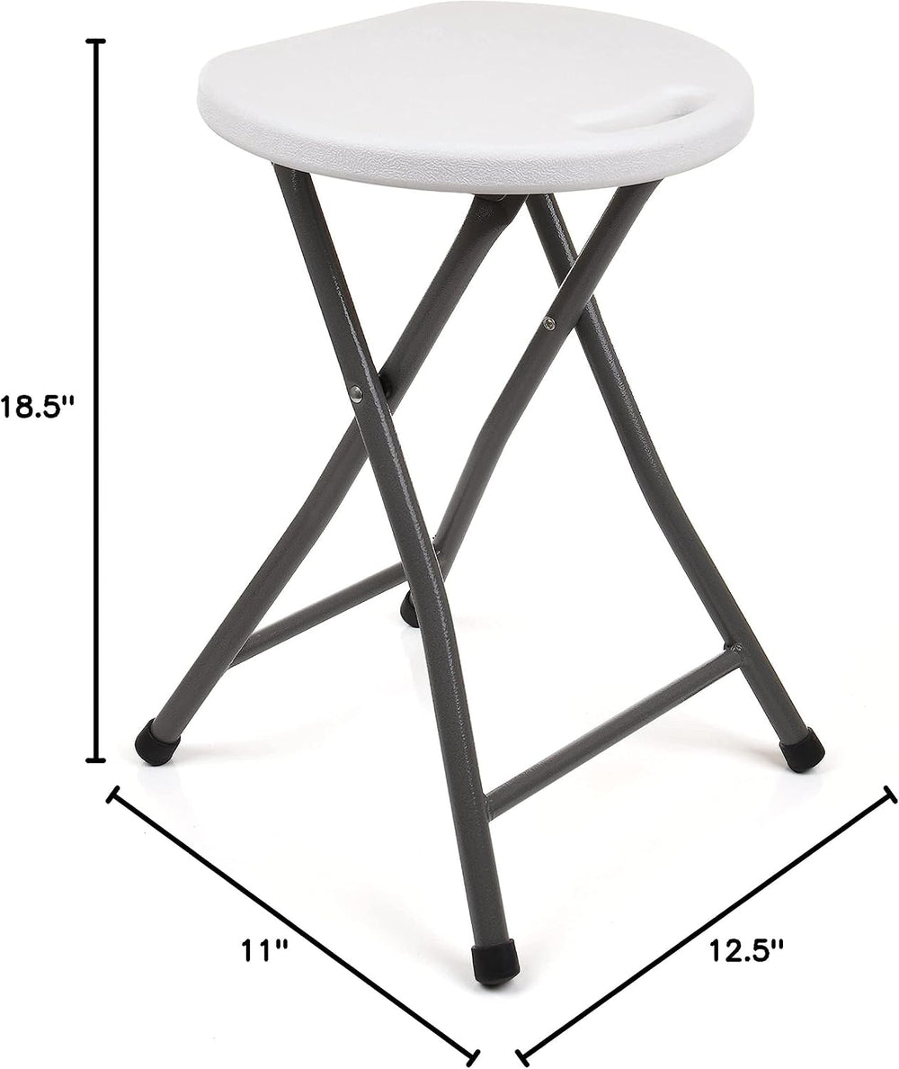 Mintra Home Folding Stools - 18.5in Height, Metal, Heavy Duty (1 Pack, White)