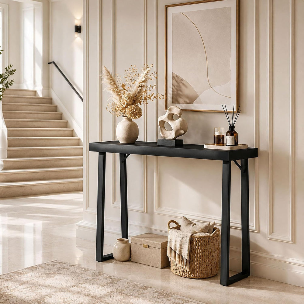 SLEEPING LAMB 36 Inch Small Entryway Table, Black Console Table for Hallway