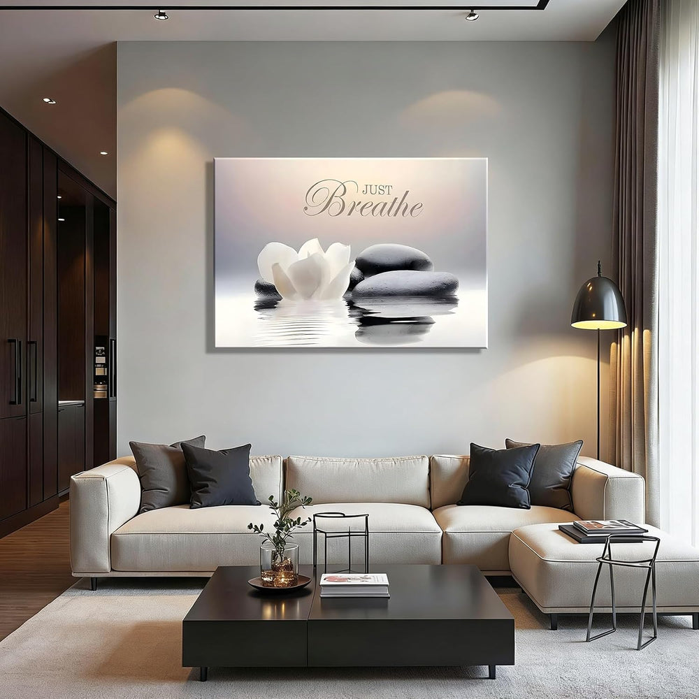 Framed Canvas Wall Art, Bathroom Decor, Spa Wall Decor, Zen Artwork, Just Bre...