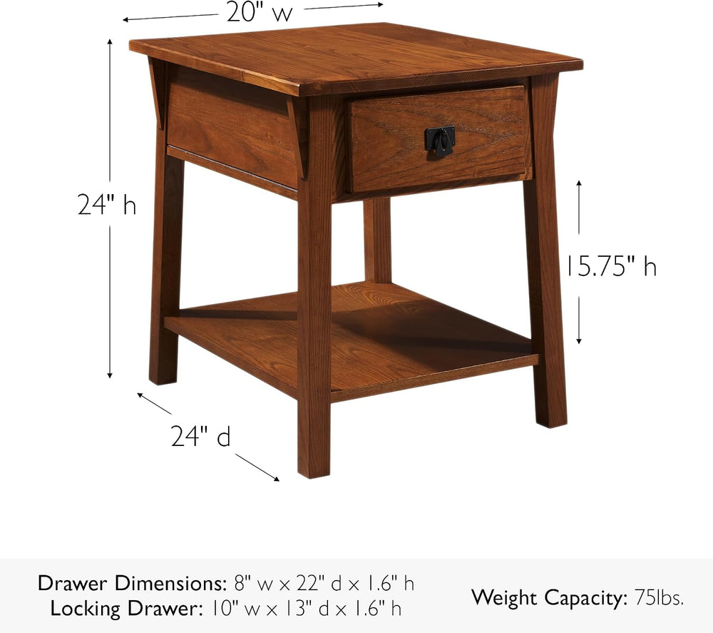 Leick Home Mission Nightstand Side Table, 22", Russet