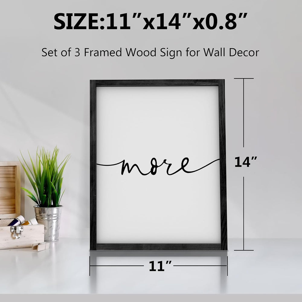 Heiple Love You More Sign Set of 3 Framed Above Bed Wall Decor Farmhouse Bedr...