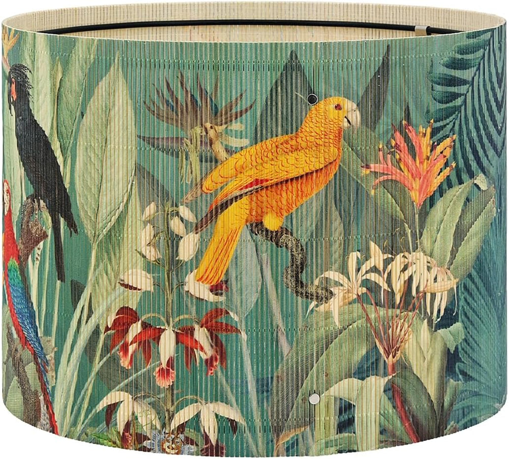 Rustic Vintage lamp shade Bamboo Material Tropical Floral 11.8x9Inch