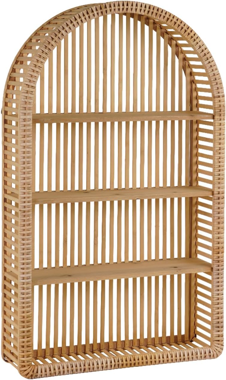 4 Tier Arched Rattan Wall Shelf