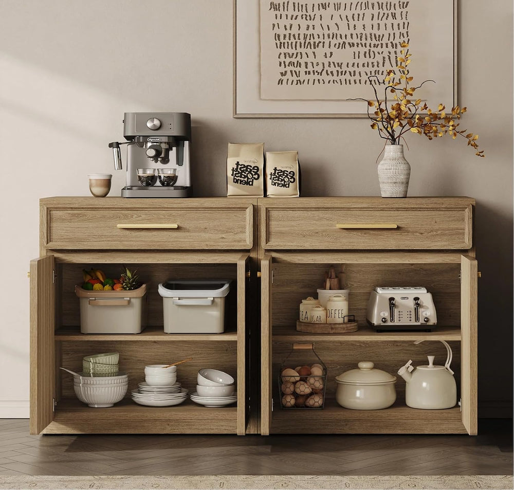 SICOTAS Buffet Cabinet with Storage Tall Modern Accent Storage Cabinet with D...