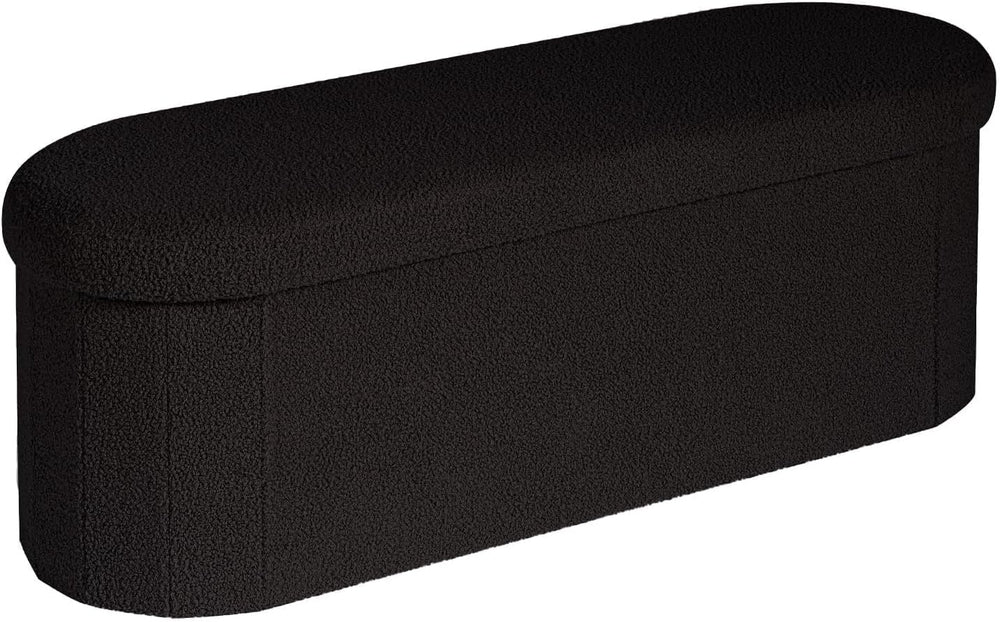 B FSOBEIIALEO 43.3" Sherpa Ottoman with Storage for Living Room, Black