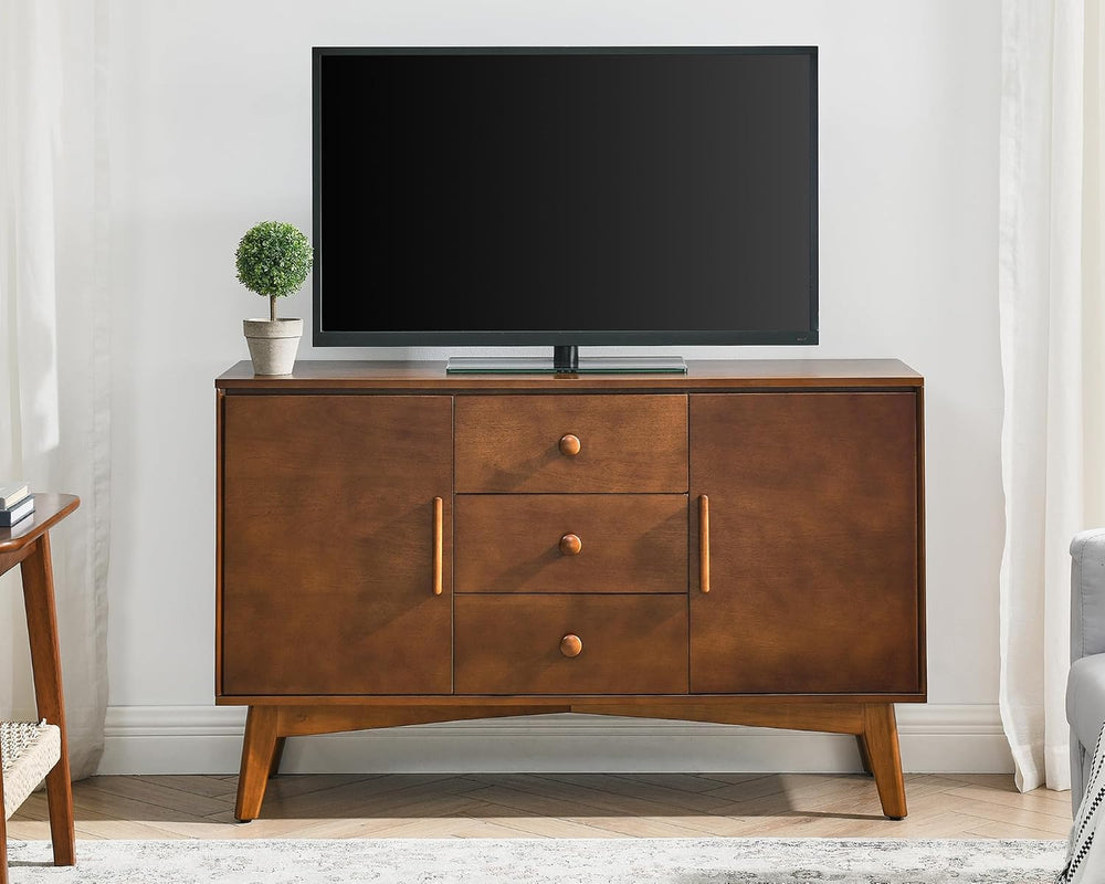LKTART 47" Real Wood Veneer Sideboard Buffet Cabinet with Storage Drawers