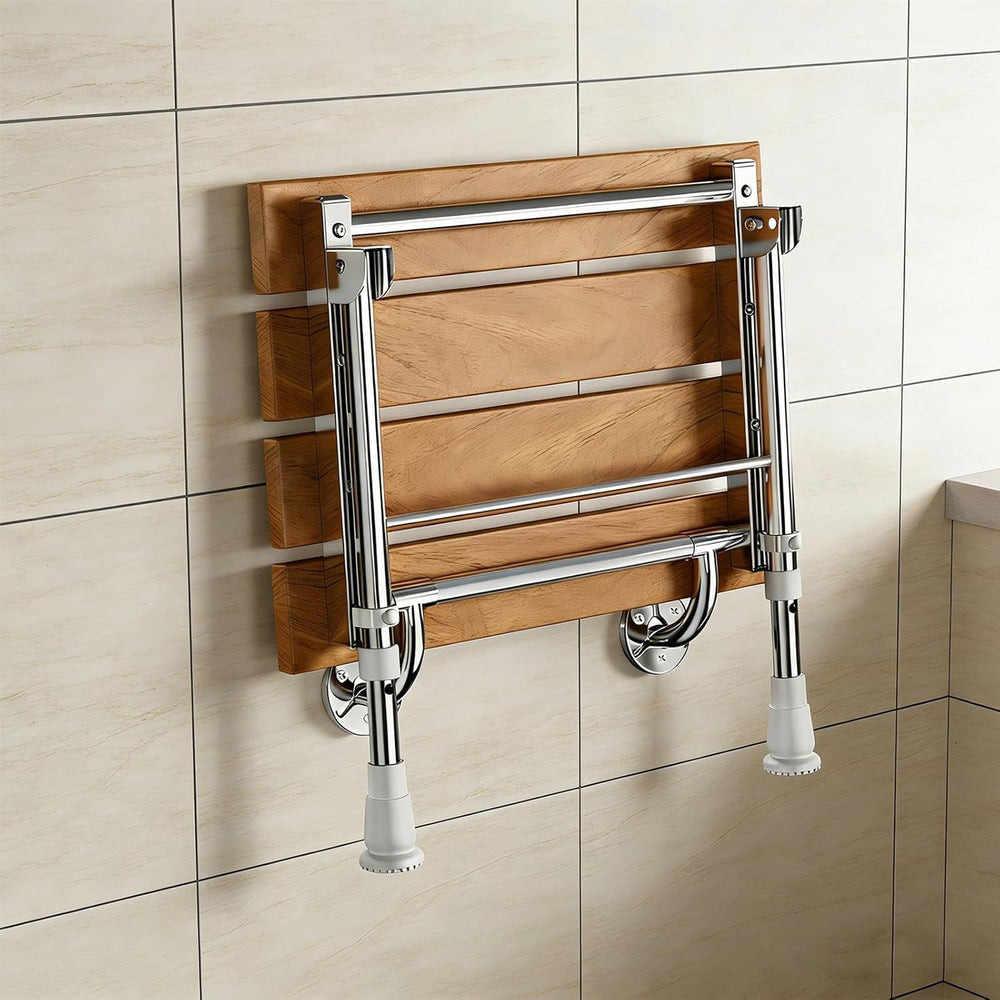 Folding Shower Seat Wall Mounted, Teak Wood