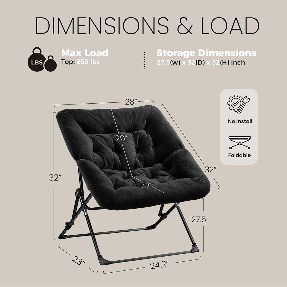 OAKHAM Saucer Chair for Adults, Foldable Comfy Chair for Bedroom