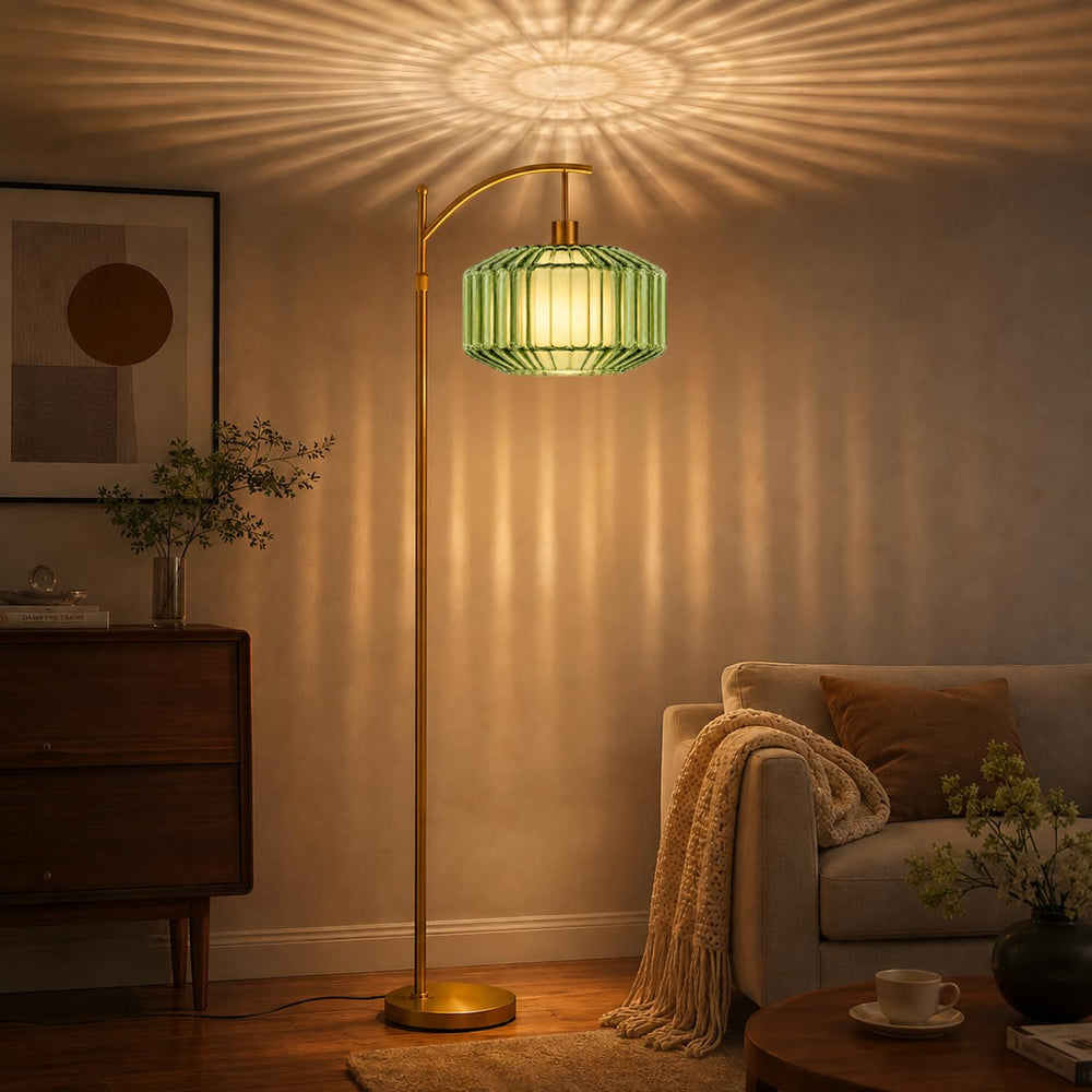 AHDWDW Glass Floor Lamp for Living Room Bedroom,Gold Dimmable Standing Lamp w...
