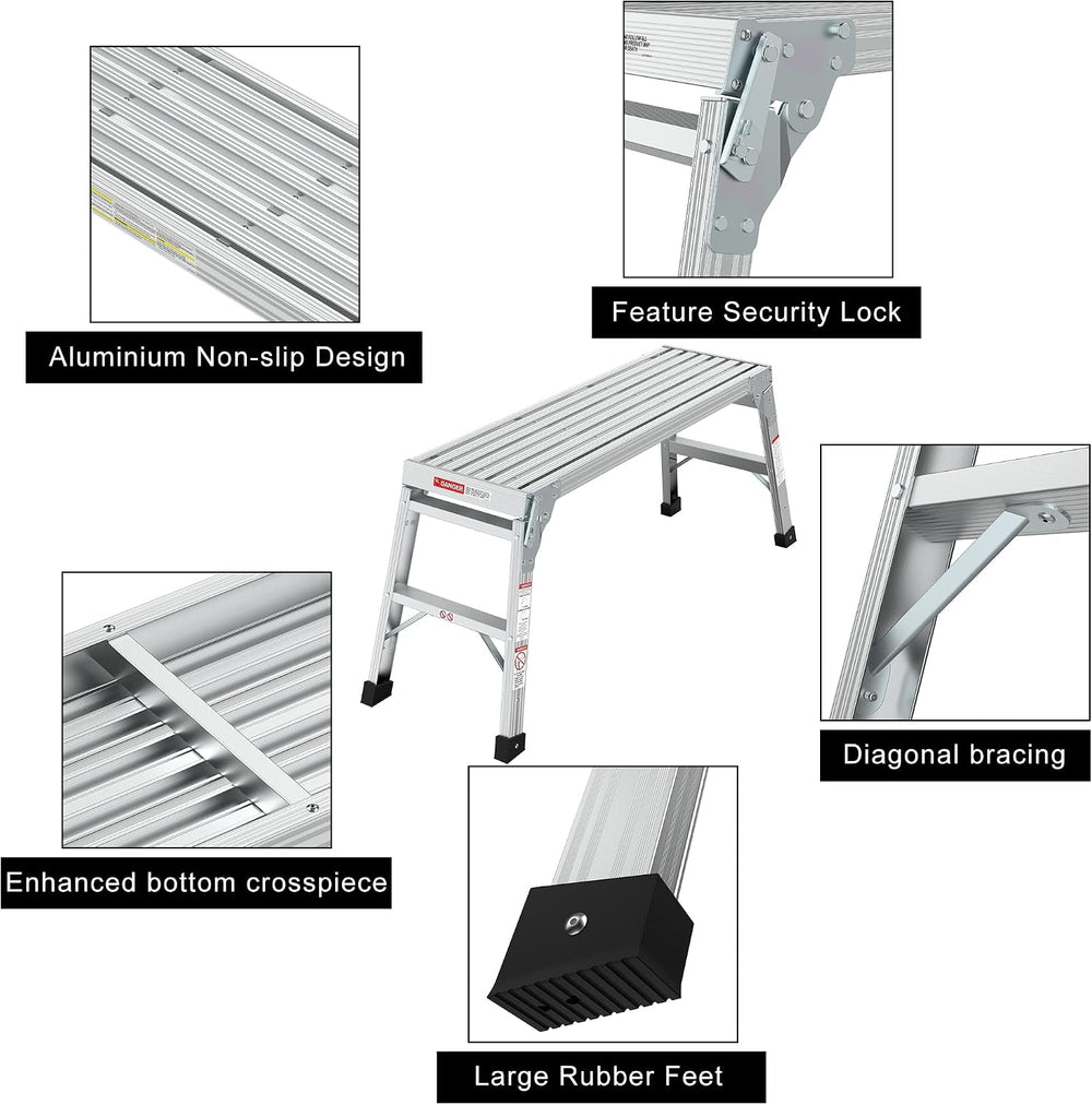 40" Aluminum Folding Work Platform/Step Stool - 225 LBS, Non-Slip, Ultra...