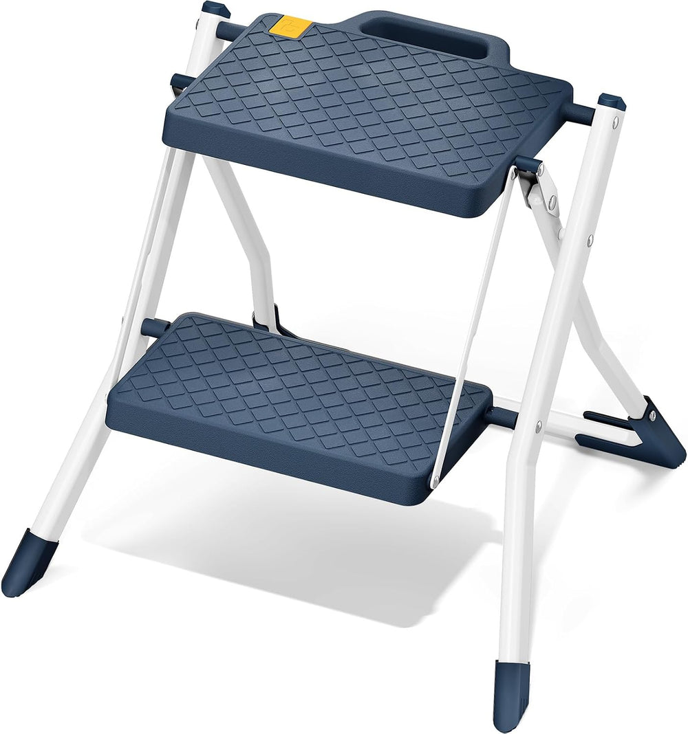 URACKIFY 2 Step Stool Ladder, Folding Step Ladders for Home, 330lb Cap,Blue